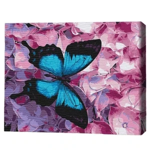 Pictură pe numere 30*40 сm (fără cutie) – fluture pe flori