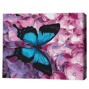 Pictură pe numere 30*40 сm (fără cutie) – fluture pe flori