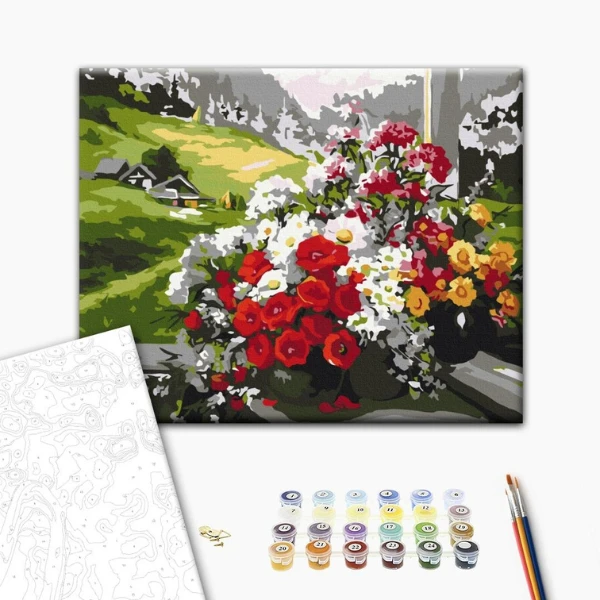Pictură pe numere 30*40 сm (fără cutie) – buchete pe fereastră 2