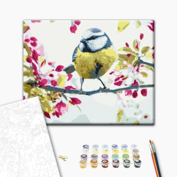 Pictură pe numere 30*40 сm (fără cutie) – pițigoi de primăvară 2