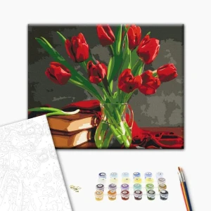 Pictură pe numere 30*40 сm (fără cutie) – buchet de lalele Thumbnail 2
