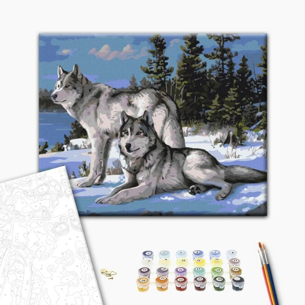 Pictură pe numere 40*50 cm (în cutie) – lupii apărători 2