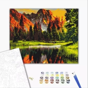 Pictură pe numere 40х50 cm (fără cutie) – apus în valea montană. Thumbnail 2