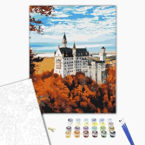 Pictură pe numere 40х50 cm (fără cutie) – vedere de toamnă asupra castelului neuschwanstein. 2