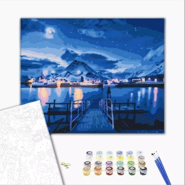 Pictură pe numere 40х50 cm (fără cutie) –  sclipiri ale aurorei boreale. 2