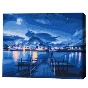 Pictură pe numere 40х50 cm (fără cutie) –  sclipiri ale aurorei boreale.