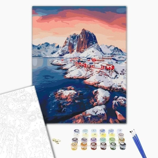 Pictură pe numere 40х50 cm (fără cutie) –  răsărit pe insulele lofoten. 2