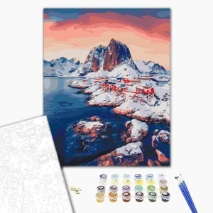 Pictură pe numere 40х50 cm (fără cutie) –  răsărit pe insulele lofoten. Thumbnail 2