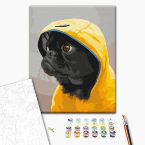 Pictură pe numere 30*40 сm (fără cutie) – pug în capotă Thumbnail 2