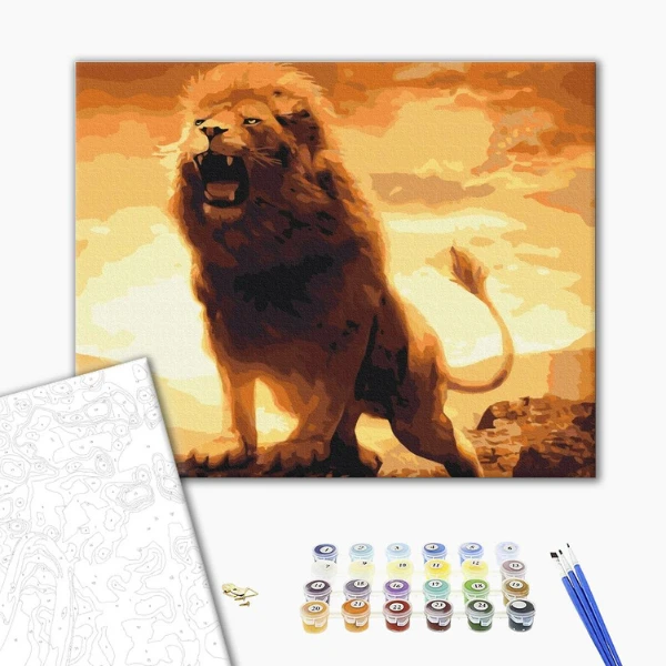 Pictură pe numere 40*50 cm (în cutie) – rugătul leului. 2