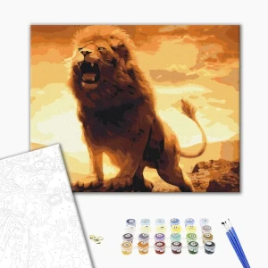 Pictură pe numere 40*50 cm (în cutie) – rugătul leului. Thumbnail 2