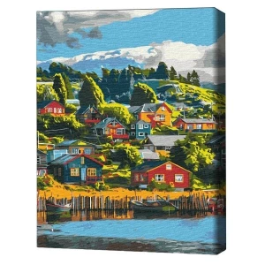 Pictură pe numere 30*40 cm (fără cutie) - satul plin de culoare Thumbnail 2