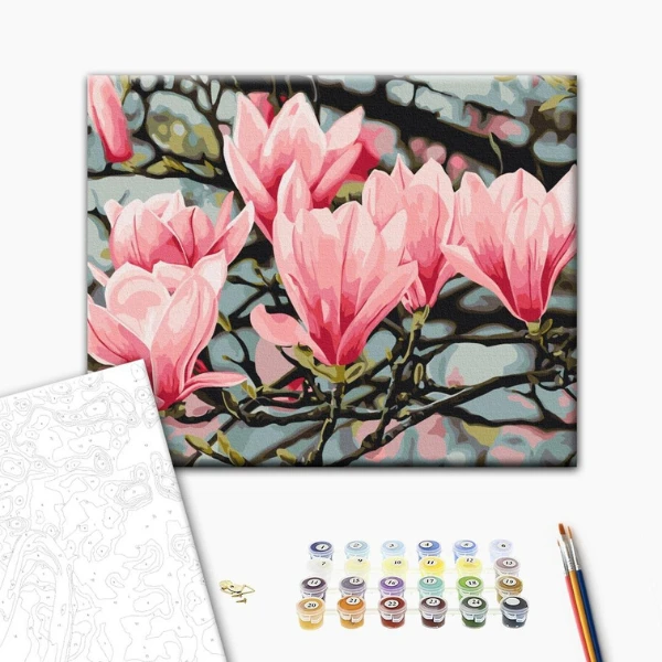 Pictură pe numere 30*40 сm (fără cutie) –  floare de magnolie 2