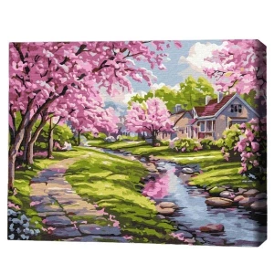 Pictură pe numere 30*40 сm (fără cutie) – sakura lângă casă Thumbnail 2