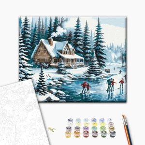 Pictură pe numere 40*50 cm (în cutie) – vacanță de iarnă. Thumbnail 2
