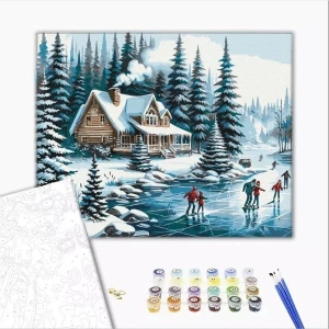 Pictură pe numere 40х50 cm (fără cutie) – vacanță de iarnă. Thumbnail 3