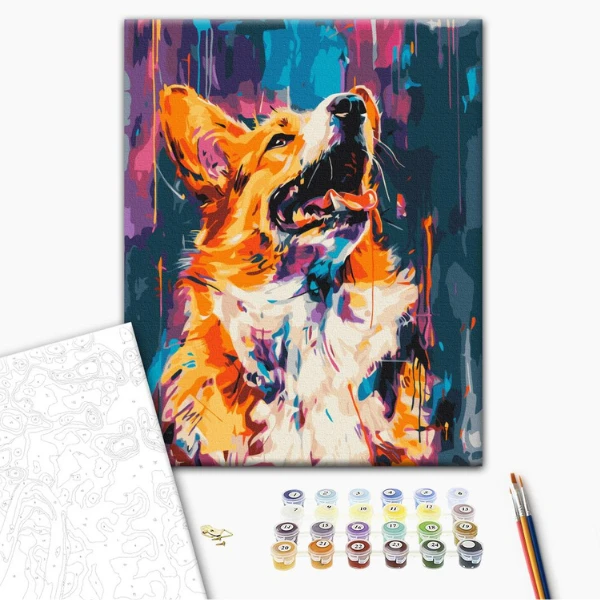 Pictură pe numere 40*50 cm (în cutie) – corgi colorat. 2
