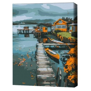 Pictură pe numere 40*50 cm (în cutie) – orășel pescăresc. Thumbnail 2