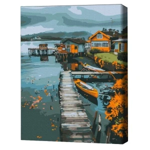 Pictură pe numere 40*50 cm (în cutie) – orășel pescăresc.