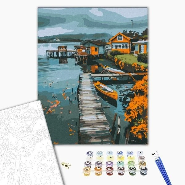 Pictură pe numere 40х50 cm (fără cutie) – orășel pescăresc. 2