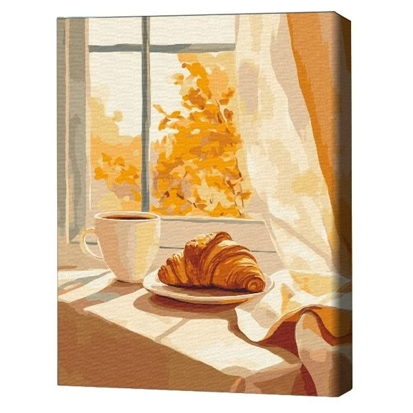 Pictură pe numere 30*40 сm (fără cutie) – croissant și cafea 2