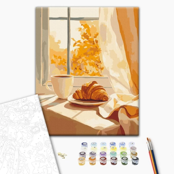 Pictură pe numere 30*40 сm (fără cutie) – croissant și cafea 3