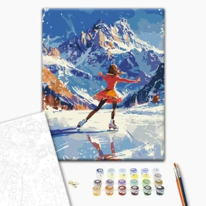 Pictură pe numere 40*50 cm (în cutie) – dans pe gheață. Thumbnail 2