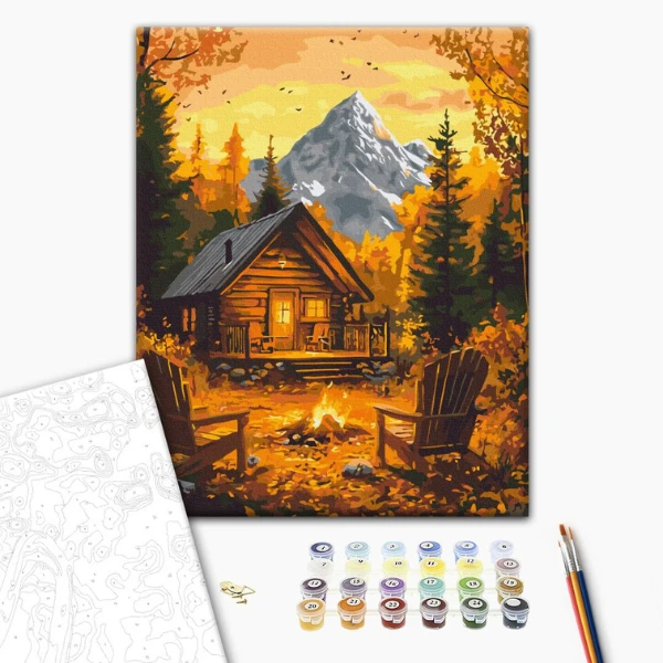 Pictură pe numere 40*50 cm (în cutie) – căldura toamnei în cămin. 2
