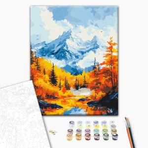 Pictură pe numere 40*50 cm (în cutie) – toamna aurie în munți. Thumbnail 2