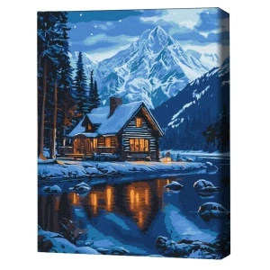 Pictură pe numere 40*50 cm (în cutie) – oglinda înghețată a lacului.