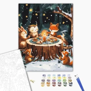 Pictură pe numere 40*50  сm (fără cutie) – ora ceaiului de iarnă. Thumbnail 3