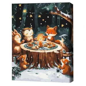 Pictură pe numere 40*50 cm (în cutie) – ora ceaiului de iarnă.