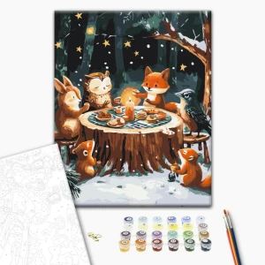 Pictură pe numere 40*50 cm (în cutie) – ora ceaiului de iarnă. Thumbnail 2