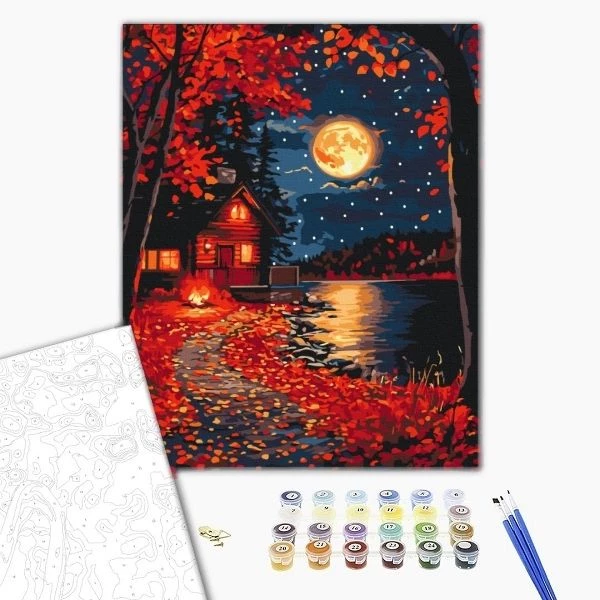 Pictură pe numere 40*50  сm (fără cutie) – ținutul frunzelor roșii. 3