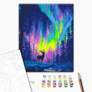Pictură pe numere 40*50 cm (în cutie) – aurora polară. Thumbnail 2