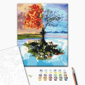 Pictură pe numere 30*40 сm (fără cutie) – copacul anotimpurilor Thumbnail 2