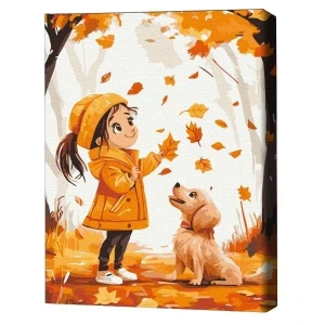 Pictură pe numere 30*40 сm (fără cutie) – plimbare de toamnă cu un prieten