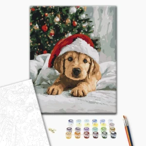 Pictură pe numere 40*50 cm (în cutie) – prieten pufos de crăciun. Thumbnail 2