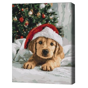 Pictură pe numere 40*50 cm (în cutie) – prieten pufos de crăciun.