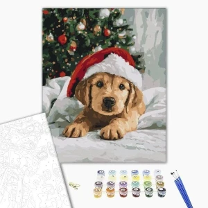 Pictură pe numere 40*50  сm (fără cutie) – prieten pufos de crăciun. Thumbnail 2