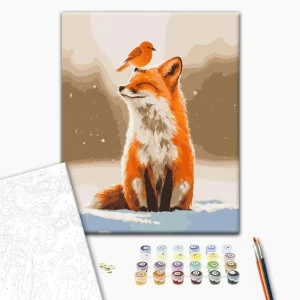 Pictură pe numere 40*50 cm (în cutie) – prietenii iernii. Thumbnail 2