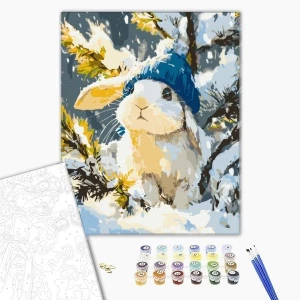 Pictură pe numere 40*50  сm (fără cutie) – fulguț alb cu codiță. Thumbnail 3