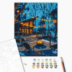 Pictură pe numere 40*50 cm (în cutie) – seara în lumina ghirlandelor. Thumbnail 2