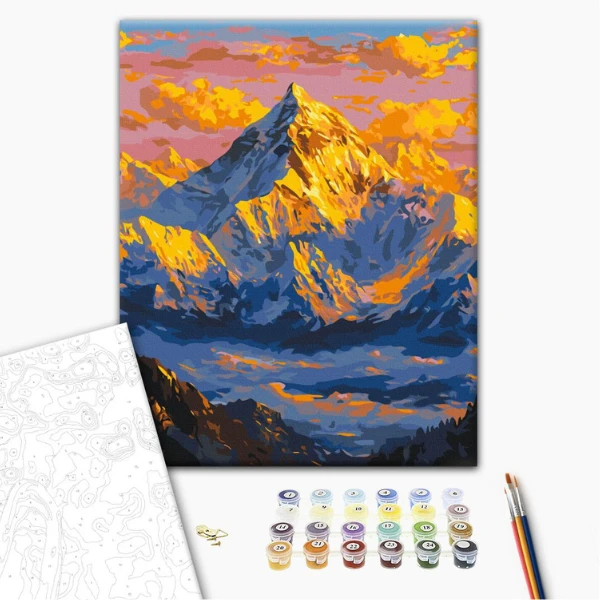 Pictură pe numere 40*50 cm (în cutie) – soare deasupra munților. 2