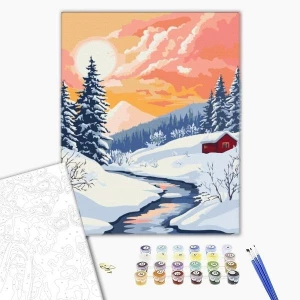 Pictură pe numere 40*50 сm (fără cutie) – armonie de iarnă. Thumbnail 3
