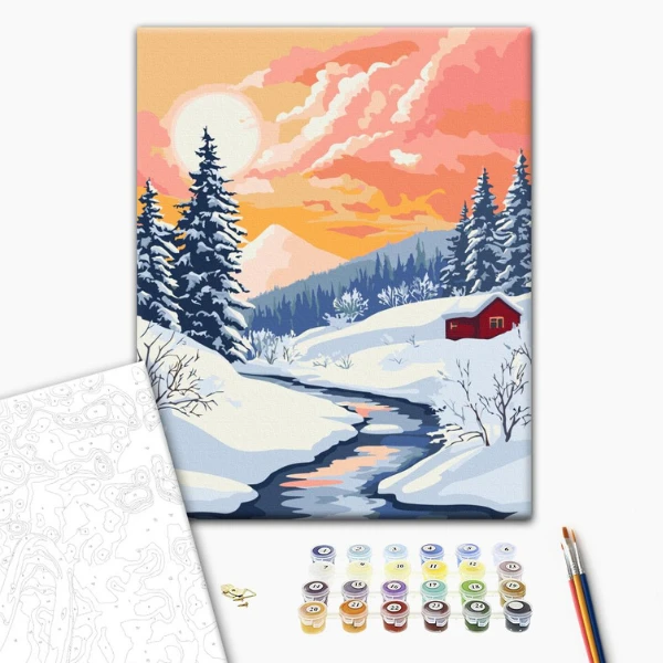 Pictură pe numere 40*50 cm (în cutie) – armonie de iarnă. 2