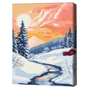 Pictură pe numere 40*50 cm (în cutie) – armonie de iarnă.