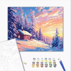 Pictură pe numere 40*50 сm (fără cutie) – cerul arzător al iernii Thumbnail 2