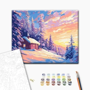 Pictură pe numere 40*50 cm (în cutie) – cerul arzător al iernii Thumbnail 2