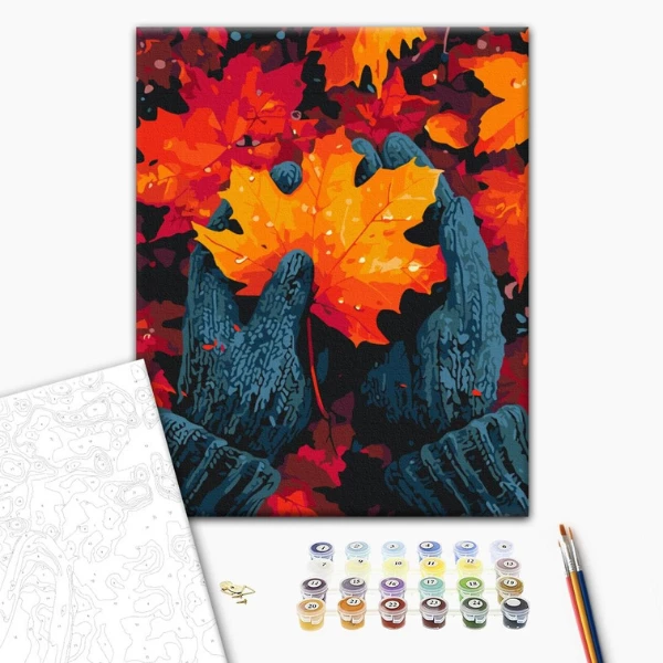 Pictură pe numere 30*40 сm (fără cutie) –  inimă ca o frunză de arțar 3